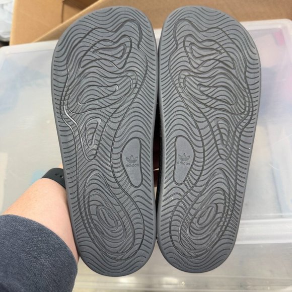 Adidas Sandals Mens 7 Black Human Race Chancletas HU Slide Pharrell Williams NEW - Picture 6 of 13